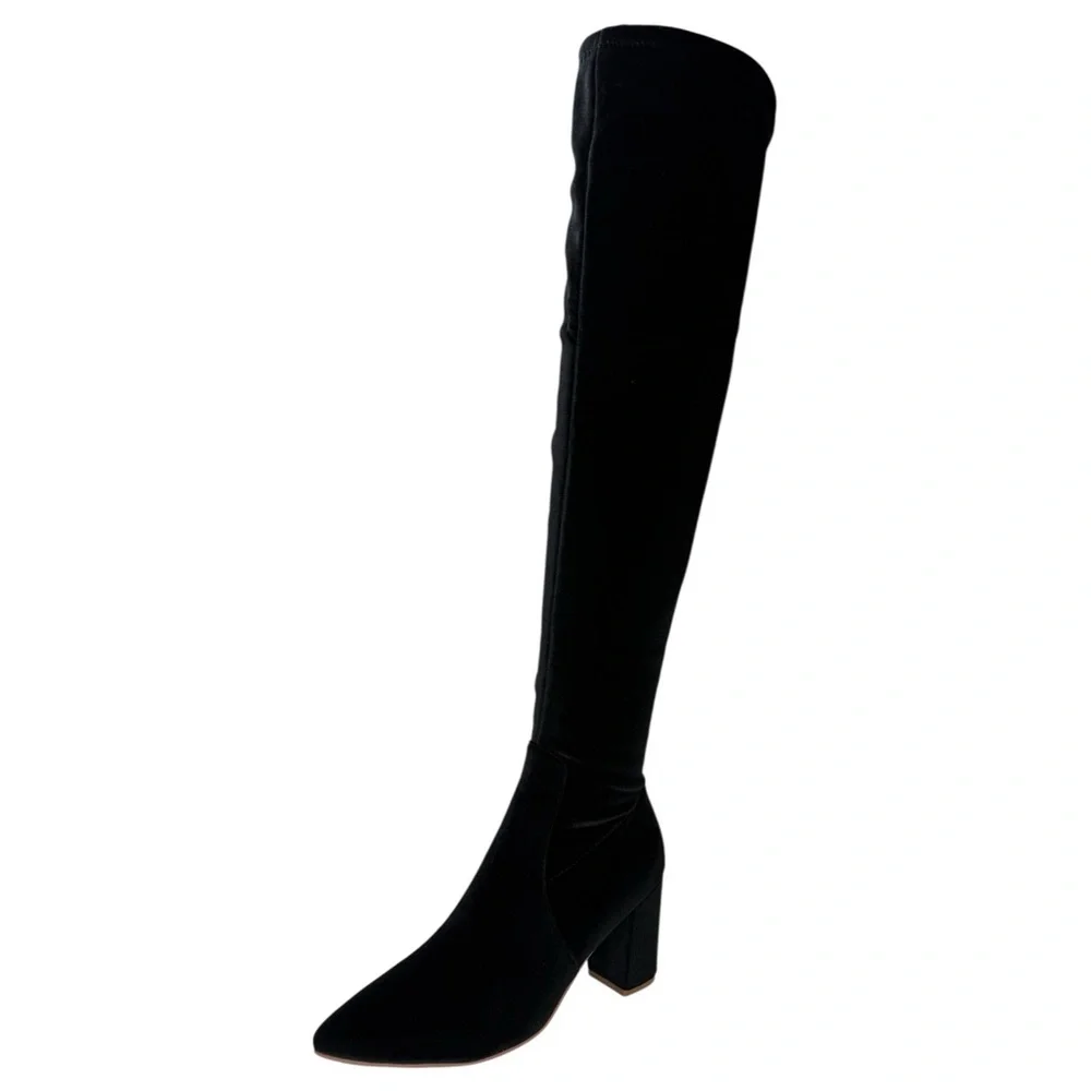 SMASH Shoes Malia Black Velvet Thigh High Womens Boots Size 10W